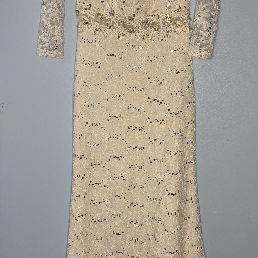 Elegant  White, Lace Sequin Dress